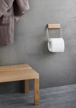 Portarrollos para papel higiénico Moebe, Roble-acero