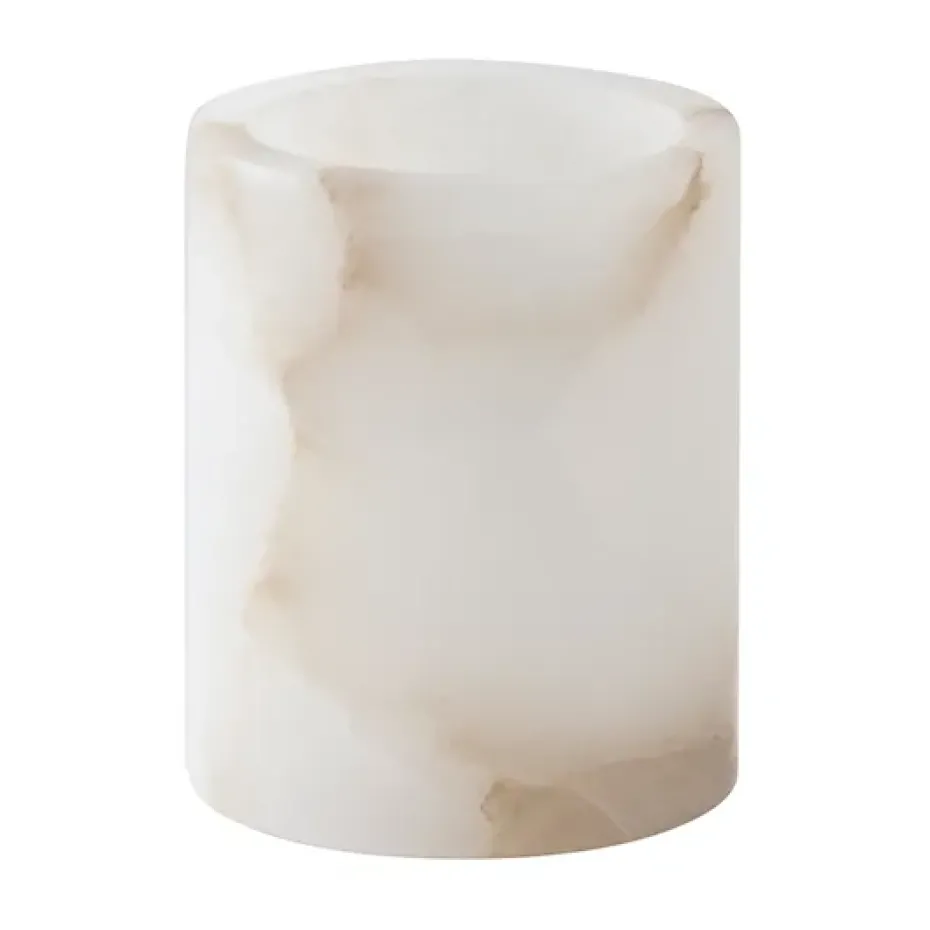 Portavelas Alabaster, Blanco-beige, XS 7,5 cm