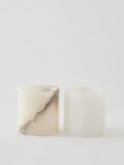 Portavelas Alabaster, Blanco-beige, XS 7,5 cm