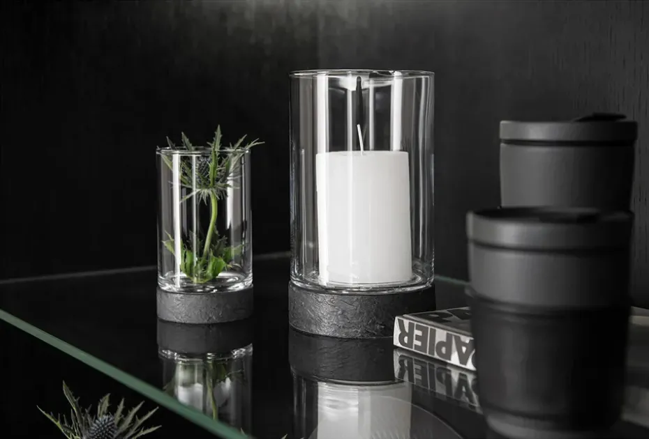 Portavelas Manufacture Rock Home Hurricane L, Negro