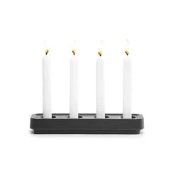 Portavelas Stumpastaken negro, alargado