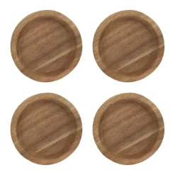 Posavasos de vidrio Hollow Ø9 cm 4-pack, Acacia