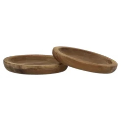 Posavasos de vidrio Hollow Ø9 cm 4-pack, Acacia