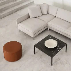 Puf Mono , Cuero omni 307 cognac - Ø39 cm