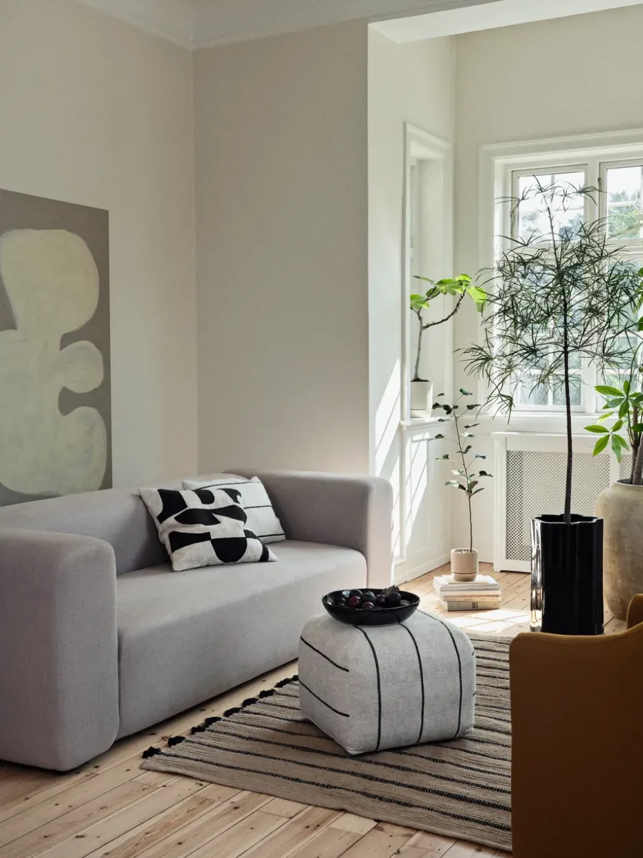 Puf Sigrid, Light beige-black, 50x50 cm