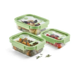 Recipiente hermético de vidrio Lékué rectangular 640 ml, Verde