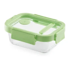 Recipiente hermético de vidrio Lékué rectangular 370 ml, Verde
