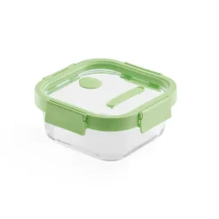 Recipiente hermético de vidrio Lékué cuadrado 800 ml, Verde