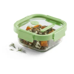 Recipiente hermético de vidrio Lékué cuadrado 800 ml, Verde