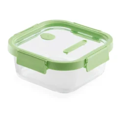 Recipiente hermético de vidrio Lékué cuadrado 1100 ml, Verde