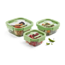 Recipiente hermético de vidrio Lékué cuadrado 320 ml, Verde