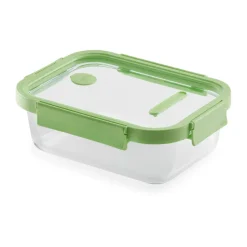 Recipiente hermético de vidrio Lékué rectangular 1520 ml, Verde
