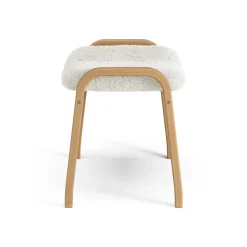 Reposapiés Lamino roble aceitado/piel de oveja, Offwhite (blanco)