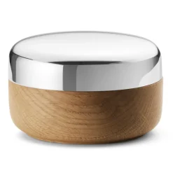 Salero Alfredo Ø8,5 cm, Roble-acero inoxidable