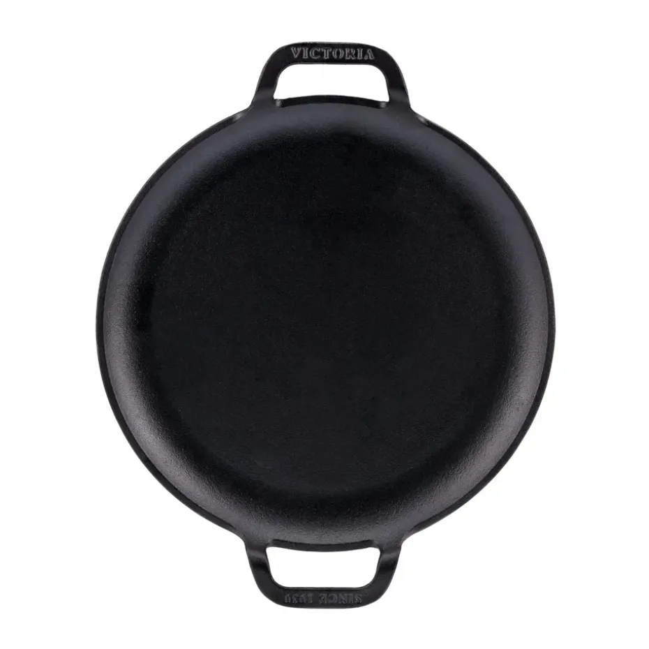 Sartén Comal Victoria con dos asas, previamente curado, Ø25 cm