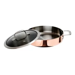 Sartén de saltear Maestro cobre con tapa de vidrio, 26 cm