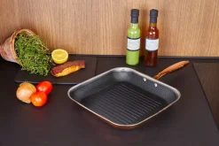 Sartén para parrilla con recubrimiento hybrid coating Hâws Santo 28 cm, Oro rosado