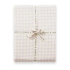 Sábana ajustable Gingham Sky Blue Muslin, 160x200x30 cm