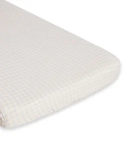 Sábana ajustable Gingham Sky Blue Muslin, 160x200x30 cm