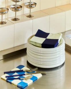 Servilleta Pattern Dinner Check 40x40 cm, set de 20, Off white-blues M