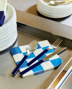 Servilleta Pattern Lunch Check 33x33 cm, set de 20, Off white-blue M