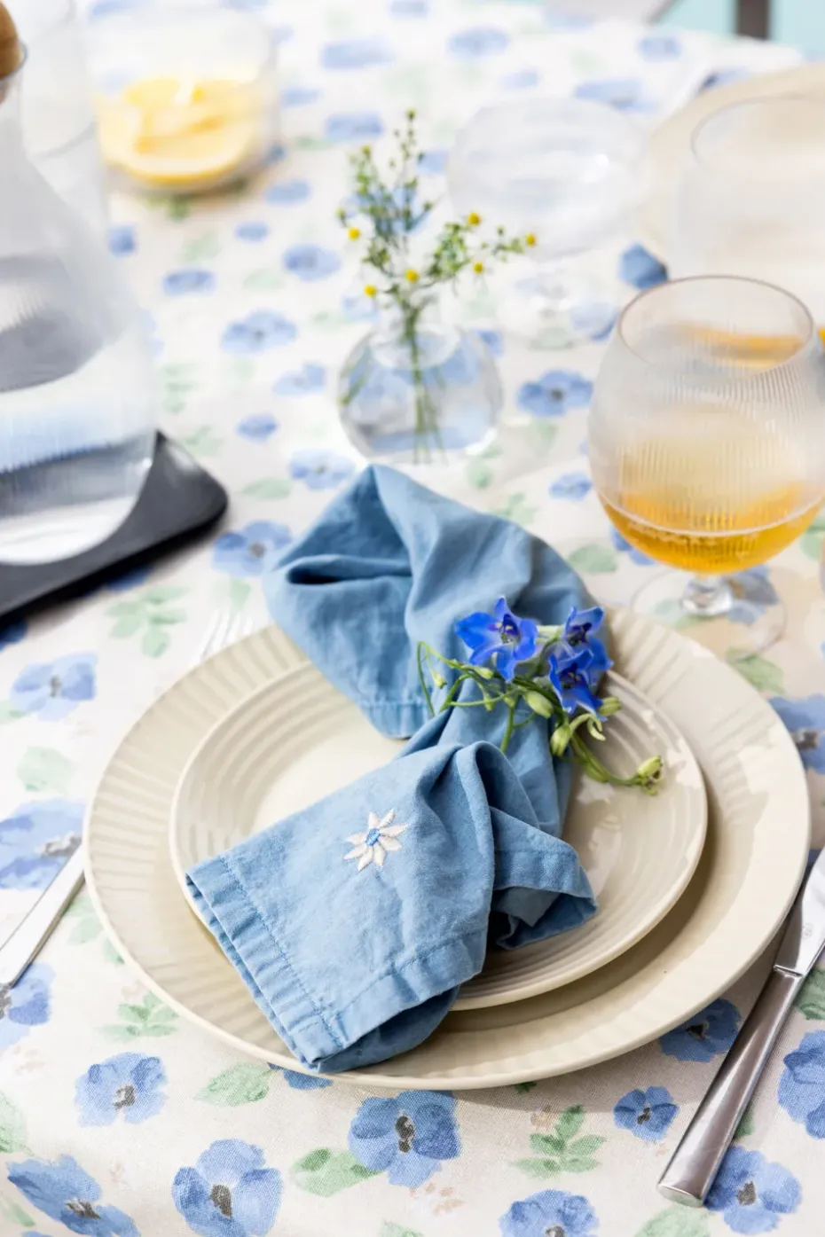 Servilletas de tela Eden denim 45x45 cm 2-pack, Azul
