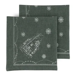 Servilletas de tela Julemorgen 45x45 cm, 2-pack, Blanco-verde
