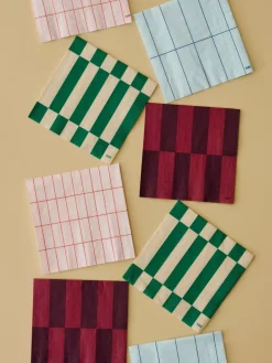 Servilletas Pattern Dinner 40x40 cm, 20-pack, Light pink-red grid