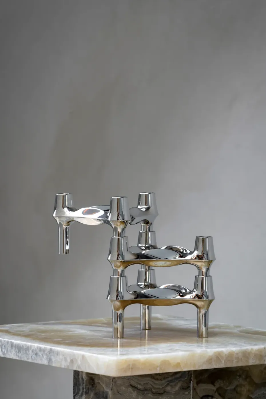 Set de 3 candelabros STOFF Nagel BMF, cromo