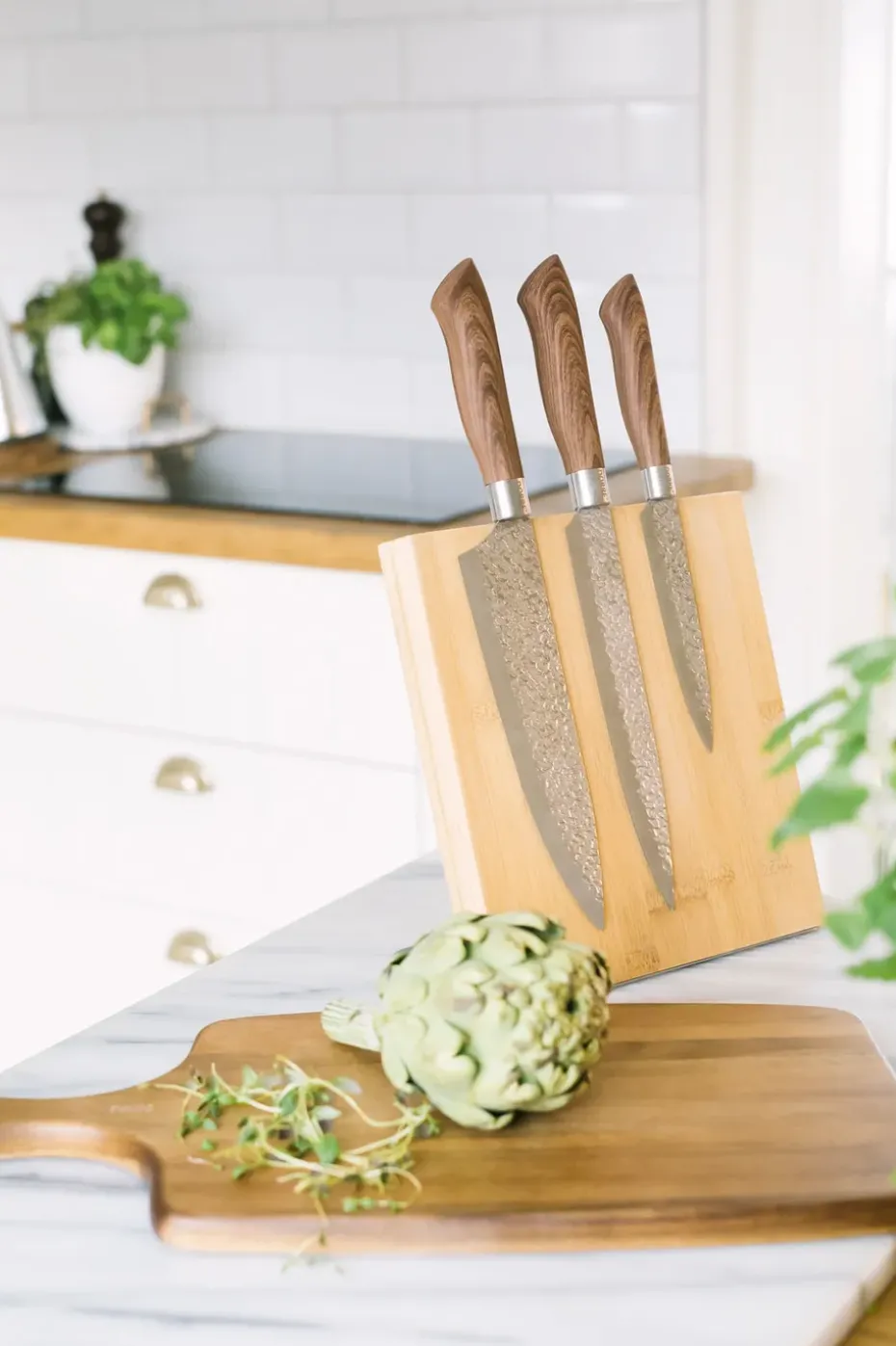 Set de 3 cuchillos Akira acero inoxidable, marrón
