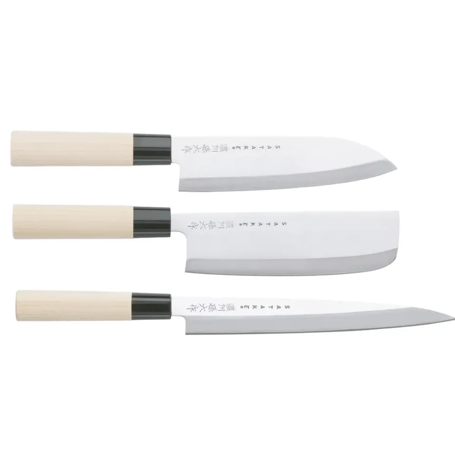 Set de 3 cuchillos de cocina Satake Houcho, 3 piezas