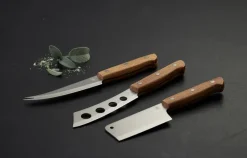Set de 3 cuchillos para queso Foresta, Roble-acero inoxidable