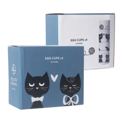 Set de 4 hueveras Moomin love, Blanco-negro-azul