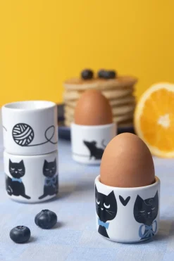 Set de 4 hueveras Moomin love, Blanco-negro-azul