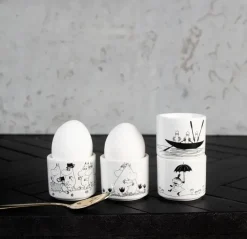 Set de 4 hueveras Mumin, blanco