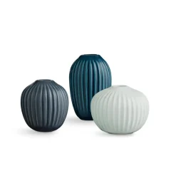 Set de 3 Mini jarrones Hammershøi, Verde menta-azul-gris antracita