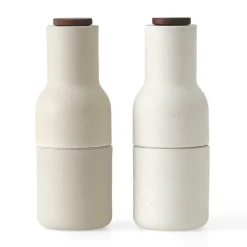 Set de 2 molinillos de especias Bottle Grinder cerámica, Sand (tapa de nogal)