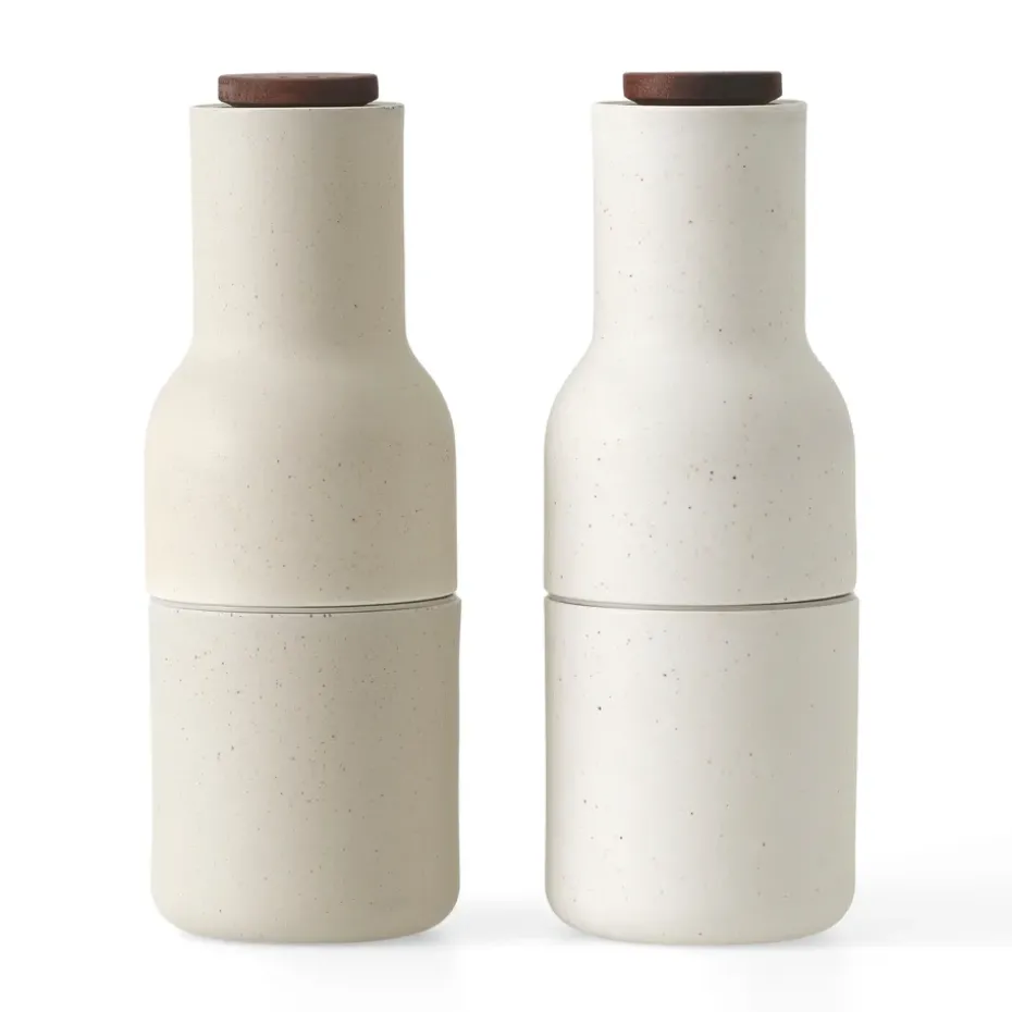 Set de 2 molinillos de especias Bottle Grinder cerámica, Sand (tapa de nogal)