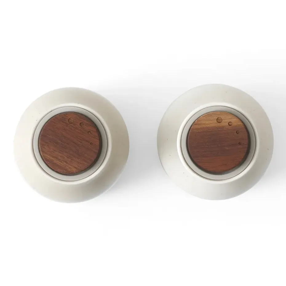 Set de 2 molinillos de especias Bottle Grinder cerámica, Sand (tapa de nogal)