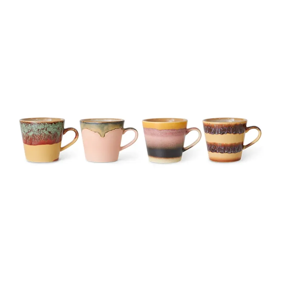 Set de 4 tazas de capuchino 70's, Vista