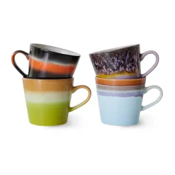Set de 4 tazas de capuchino 70's, Solid