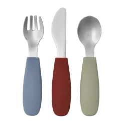 Set de cubiertos Dine de silicona de 3 piezas, Green-blue