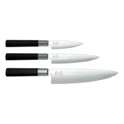 Set de cuchillo de chef y 2 cuchillos de uso general Kai Wasabi Black, 3 piezas