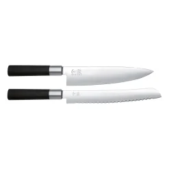 Set de cuchillo de pan y cuchillo de chef Kai Wasabi Black, 2 piezas
