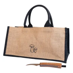 Set de cuchillo para setas y bolsa Karl-Johan, Beige-negro