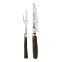 Set de cuchillo y tenedor Kai Shun Premier, cromo-marrón