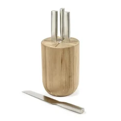 Set de cuchillos con bloque de cuchillos Base 5 piezas, Wood-steel grey