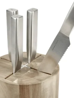 Set de cuchillos con bloque de cuchillos Base 5 piezas, Wood-steel grey