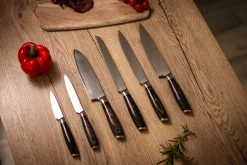 Set de cuchillos Damascus, 6 piezas, Marrón-acero inoxidable