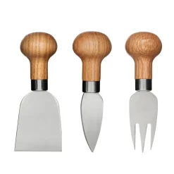 Set de cuchillos para queso Nature 3 piezas, Roble